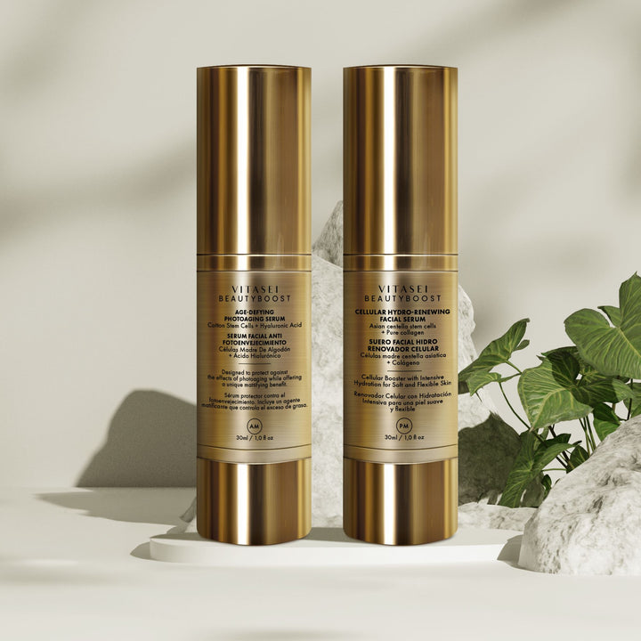 KIT SERUMS FACIAL DIA Y NOCHE CON CÉLULAS MADRE, COLÁGENO Y ÁCIDO HIALURÓNICO.