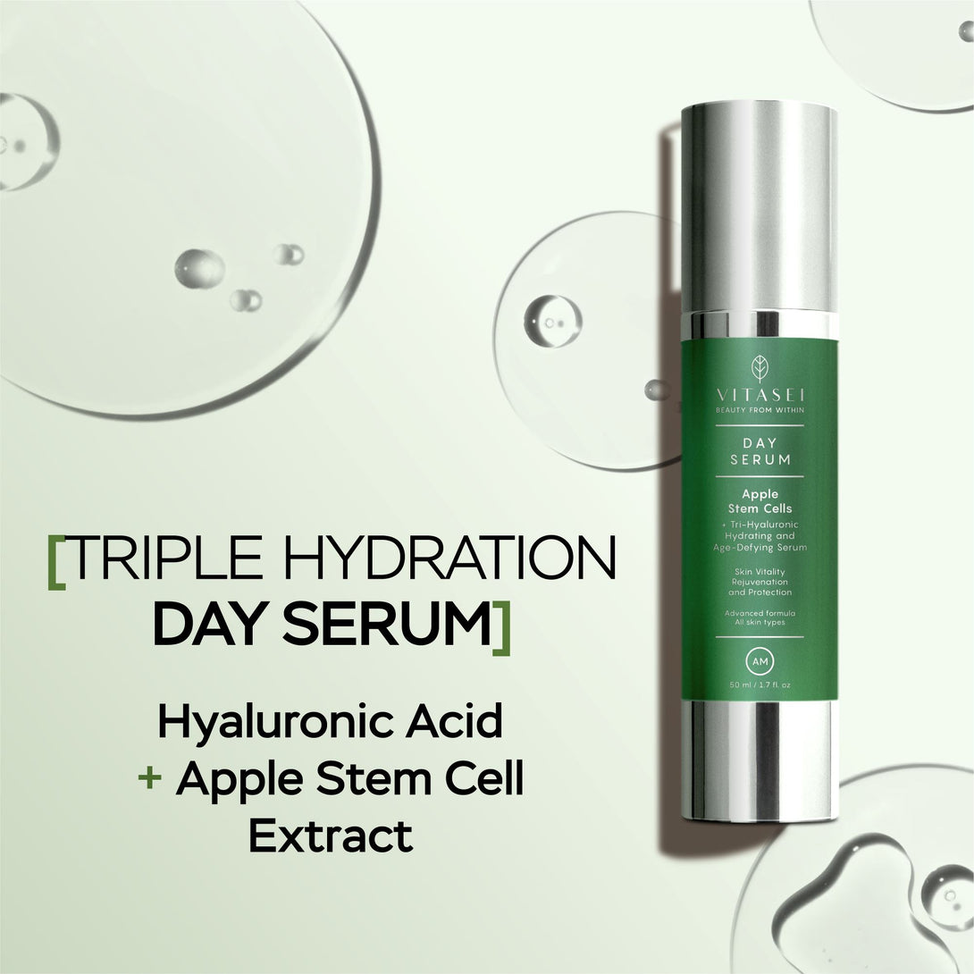 Bundle, Day and Night Facial Serums With Apple Stem Cell + Hydro Booster with cotton stem cells