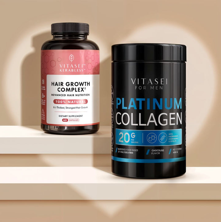 Chocolate Collagen Peptides for Men with BCAA´S and Whey Protein + Kerabless Hair Growth Complex