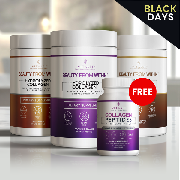 Bundle 3 Collagen with Resveratrol (coconut + chocolate + unflavored) + FREE Peptides Capsules
