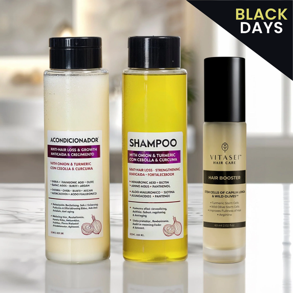 Kerabless Shampoo + Conditioner with onion and turmeric + Hair Booster