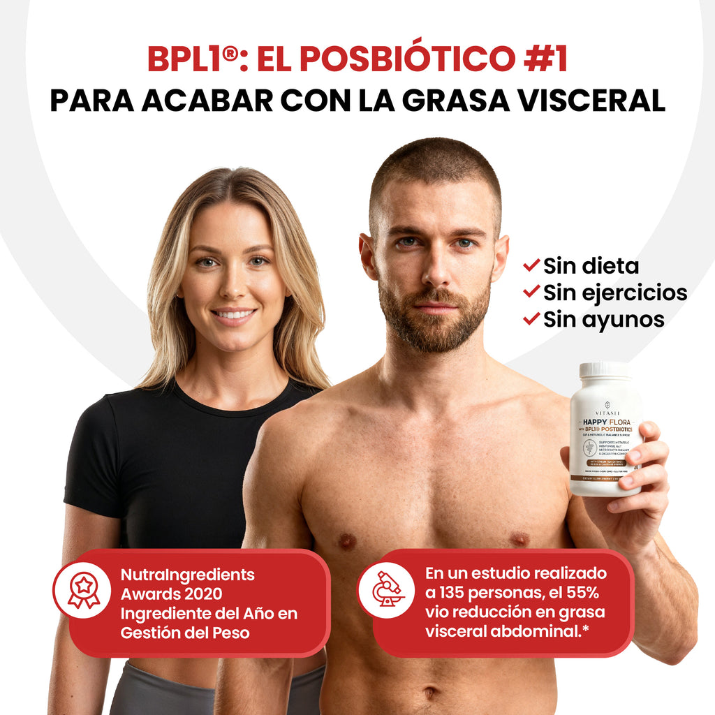 Paga 2 Lleva 3 Happy Flora con BPL1® Postbióticos - Equilibrio Intestinal y Metabólico