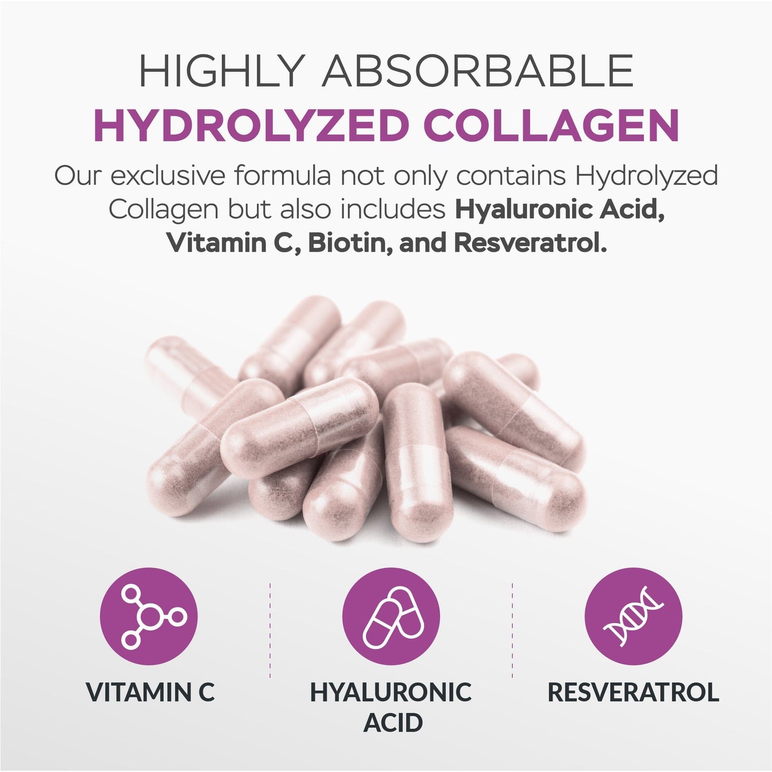 Combo Hydrolyzed Collagen With Resveratrol Coconut Flavor And Unflavored + Hydrolized Collagen Capsules