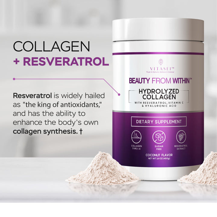 Coconut flavor Collagen Peptides with Resveratrol - Vitamin C and Biotina