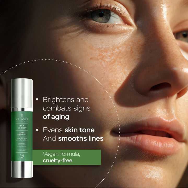 Bundle, Day and Night Facial Serums With Apple Stem Cell + Hydro Booster with cotton stem cells