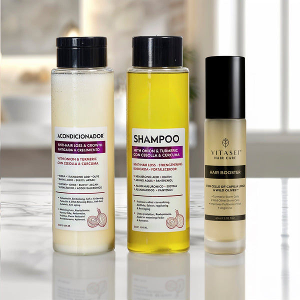 Kerabless Shampoo + Conditioner with onion and turmeric + Hair Booster