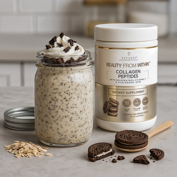 Overnight Oats made with Cookies and Cream collagen