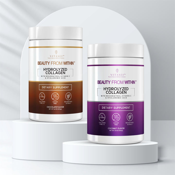 Collagen Peptides with Resveratrol Duo - Coconut Flavor and Chocolate Flavor Bundle