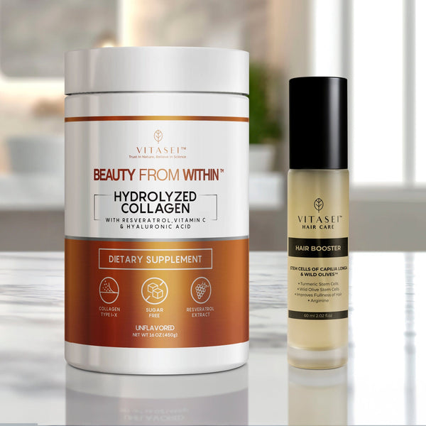 Unflavored Collagen Peptides with Resveratrol and Hyaluronic Acid + Hair Booster with Stem Cells
