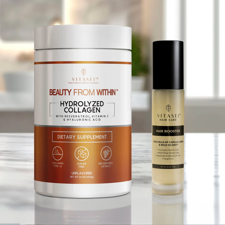 Unflavored Collagen Peptides with Resveratrol and Hyaluronic Acid + Hair Booster with Stem Cells