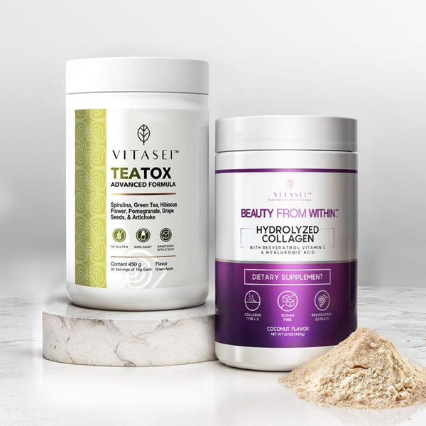 Coconut flavor Collagen with Resveratrol + Teatox Detox Powder Clease Support