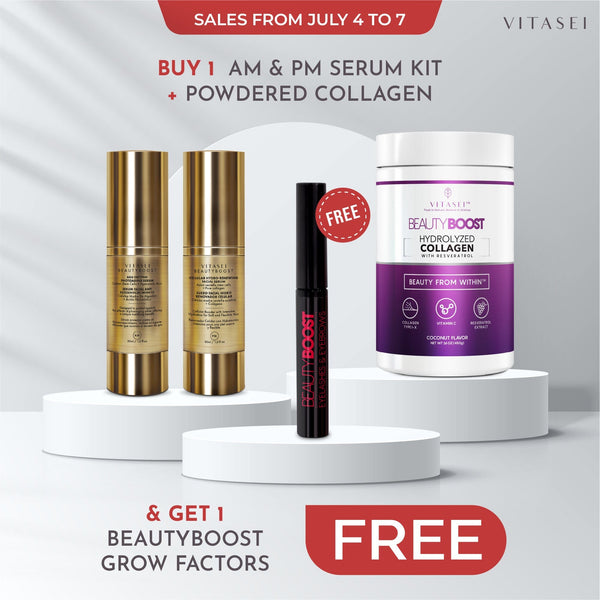 Kit Day And Night Serums + Collagen Peptides with Resveratrol + Get 1 Eyelash Growth Booster Free