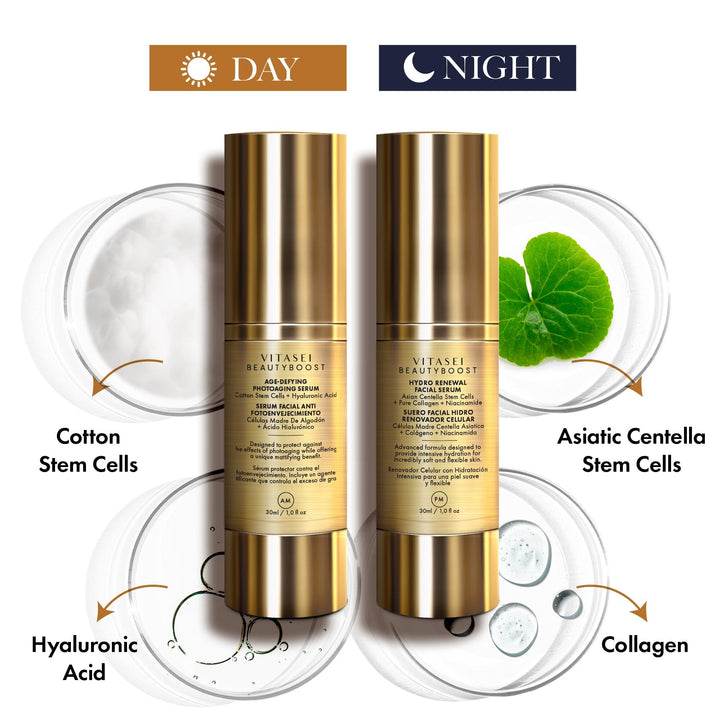 Beauty Box Day And Night Facial Serum Duo With Cotton And Asiatic Centella Stem Cells