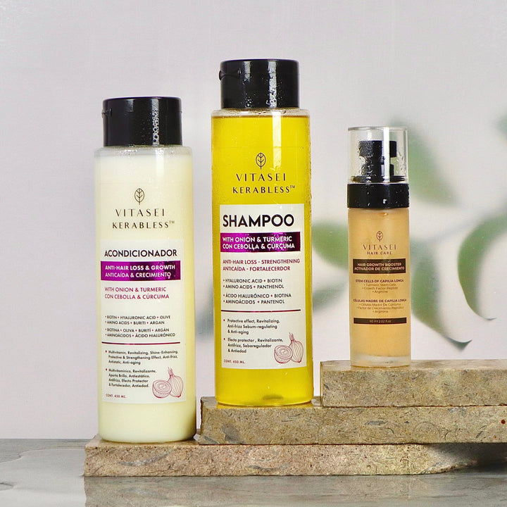 Kit shampoo + conditioner with onion and turmeric + Hair Growth Spray Capilia Longa Stem Cells