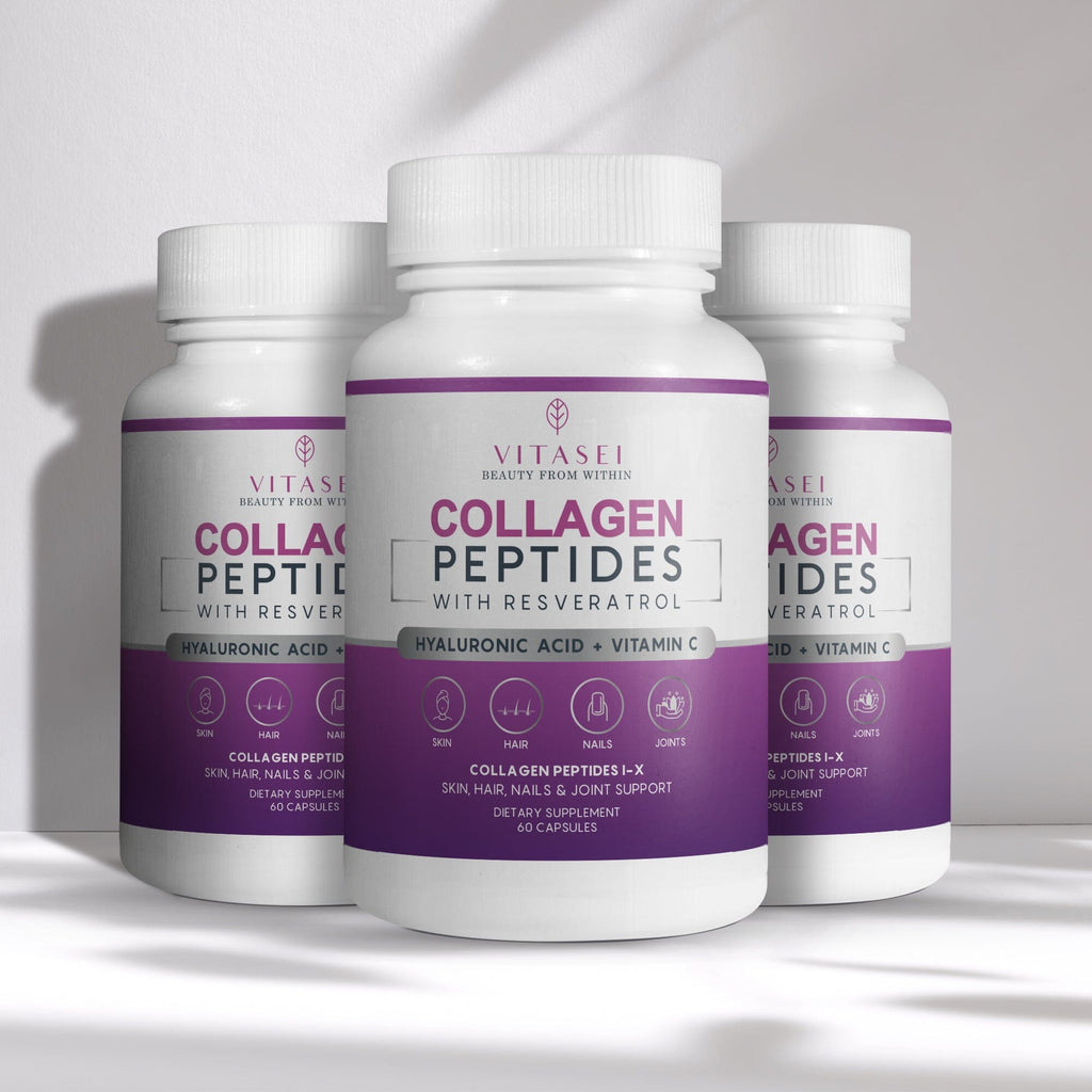 COLLAGEN PEPTIDES CAPSULES VITAMIN C + RESVERATROL + HYALURONIC ACID