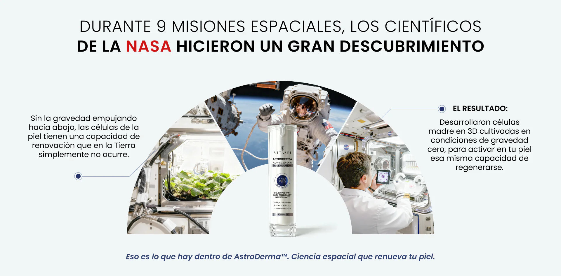 Durante 9 misiones espaciales, los científicos de la NASA hicieron un gran descubrimiento: células madre en 3D cultivadas en gravedad cero para activar la regeneración de la piel